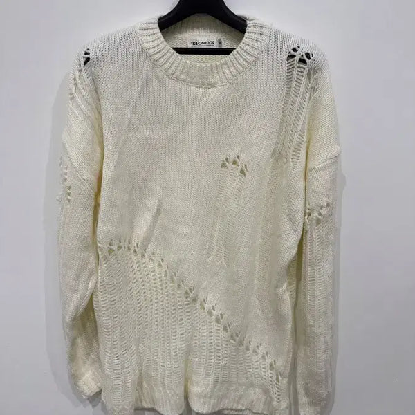 [BUNJANG] Tide Card Log XL Damage Knit Sweater / [XL] 타이드 카드 로그 데미지 니트 스웨터