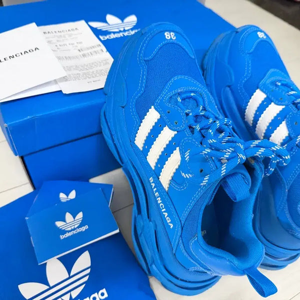 [BUNJANG] Balenciaga x Adidas Triple S Sneakers Blue / 발렌시아가 아디다스 트리플S 블루 38