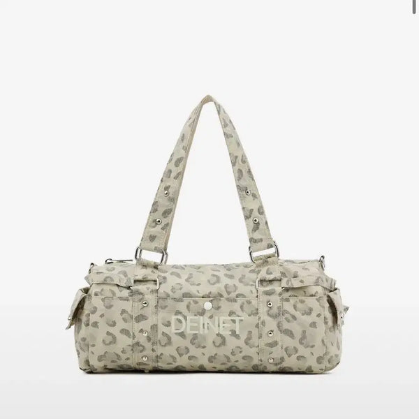 [BUNJANG] Dainnet Leopard Logo Duffle Bag Crossbody Bag / 다이닛 가방 로고 더플백 레오파드 크로스백