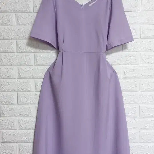 [BUNJANG] Lavender V-Neck Puff Sleeve Dress / 라벤더 V넥 퍼프소매 원피스
