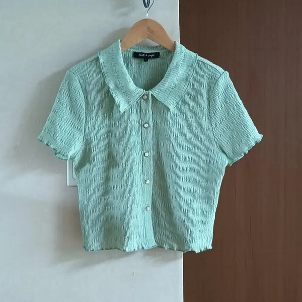 [BUNJANG] Tout a Coup Mint Semi-Sheer Short Sleeve T-Shirt / tout a coup 민트색 반팔티