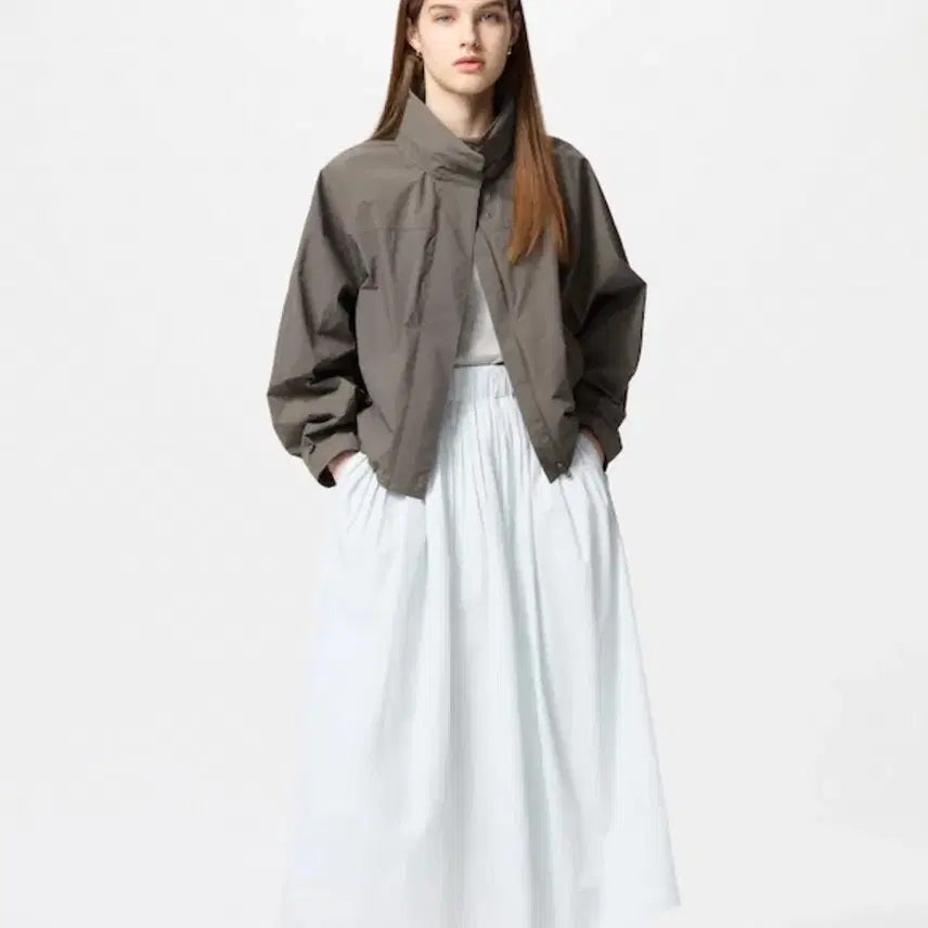 [BUNJANG] Uniqlo Volume Gather Skirt Light Gray / 유니클로 볼륨개더 스커트 라이트 그레이