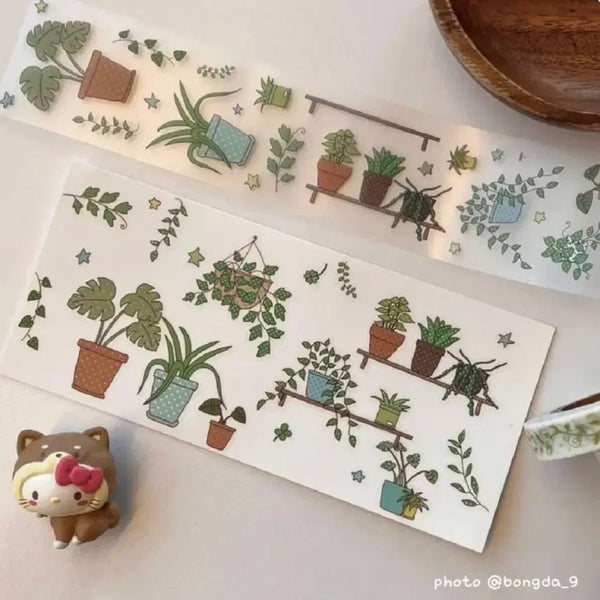 [BUNJANG] Komamerringo "Chorok Chorok" Flower Pot Kiss Cut Matte Taping Ddakku Sticker / 코마메링고 초록초록 화분 키스컷 마테띵 다꾸 스티커