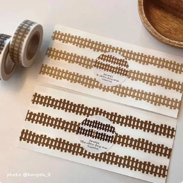 [BUNJANG] KomameRingo Wood Plank Washi Tape Set (2 types) / 코마메링고 나무판자 울타리마테 2종 마테띵 다꾸 스티커