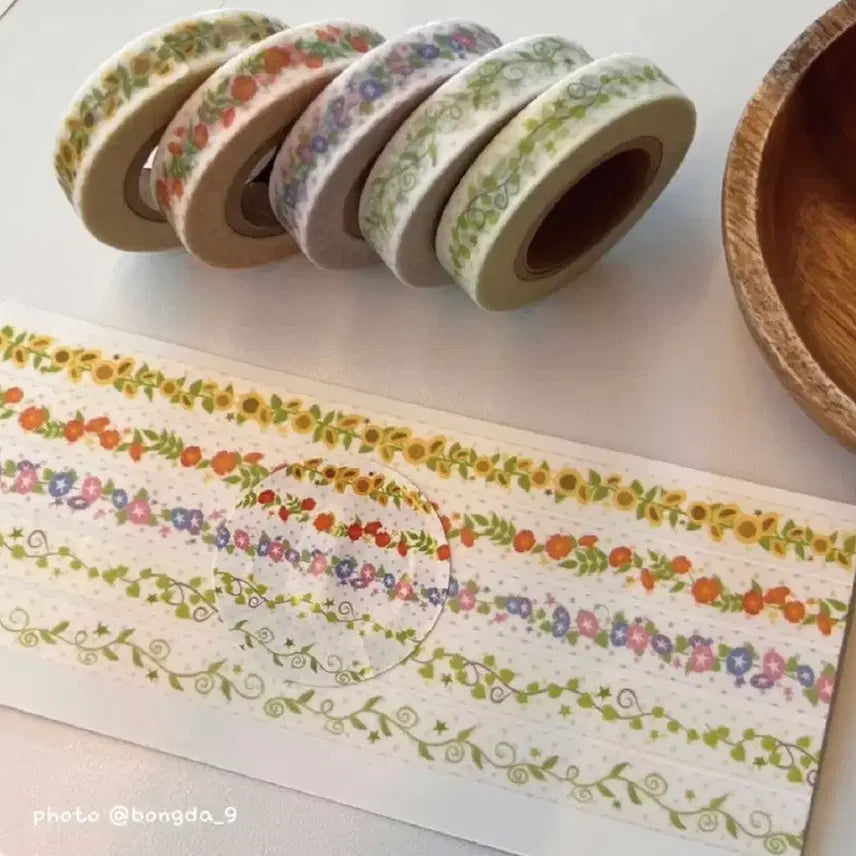 [BUNJANG] Komamerringo Vine Washi Tape Set (5 Types) / 코마메링고 덩굴 마테 5종 마테띵 다꾸 스티커
