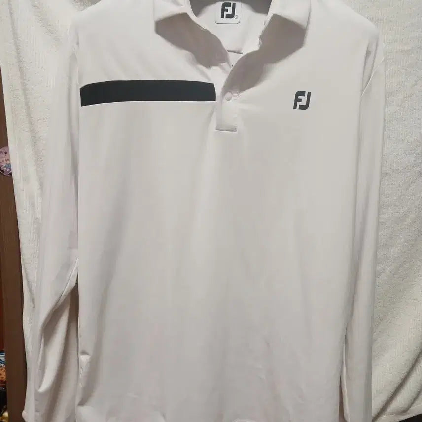 [BUNJANG] FootJoy Long Sleeve Collar T-Shirt White Size 100 / 풋조이  긴팔. 카라티 골프웨어 화이트 100