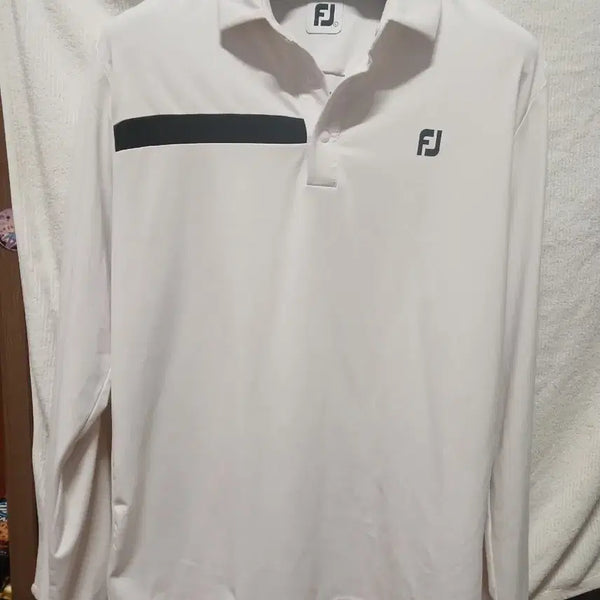 [BUNJANG] FootJoy Long Sleeve Collar T-Shirt White Size 100 / 풋조이  긴팔. 카라티 골프웨어 화이트 100