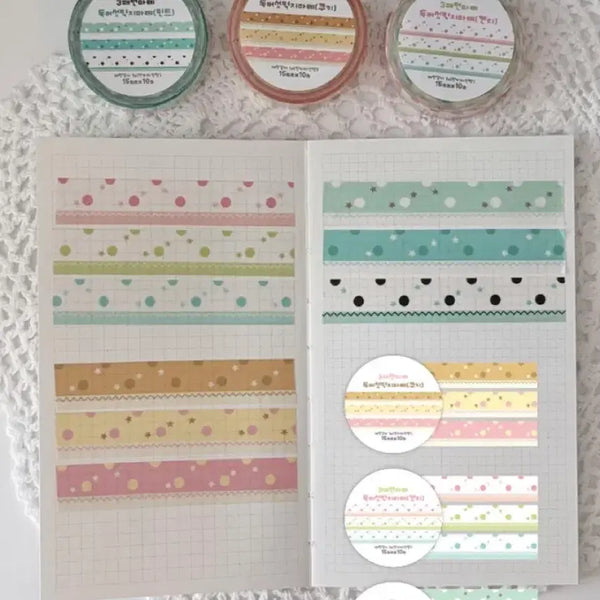 [BUNJANG] Logi Sticker New Toadstool Washi Tape Set (3 Types) / 로지스티커 뉴 독버섯 벽지 마테 3종 마테띵 다꾸 스티커
