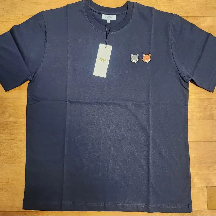 [BUNJANG] Maison Kitsuné Double Fox Head Navy Short Sleeve T-Shirt L / [새상품] 메종키츠네 더블 폭스 네이비  반팔티 L