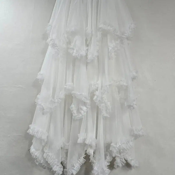 [BUNJANG] Sheer Layered Ruffle Skirt / 새상품) 시스루 캉캉 스커트