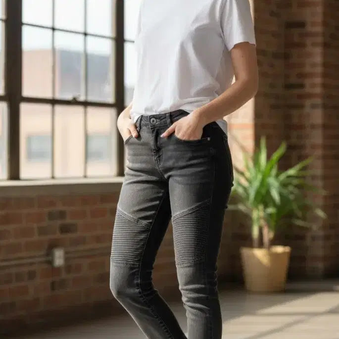 [BUNJANG] Bang Bang Jeans Women's Black Moto Jeans Size S / 뱅뱅진스 여성 블랙 모토진 S사이즈