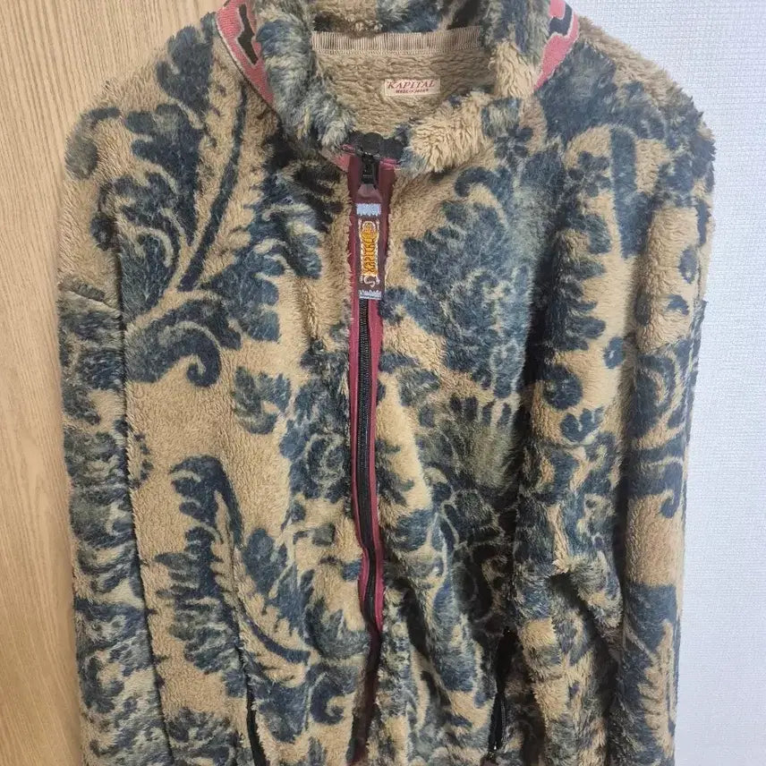 [BUNJANG] Capital Damask Pattern Maria Fleece Zip Blouson Beige / (4) 캐피탈 다마스크 패턴 마리아 플리스 집 블루종 베이지