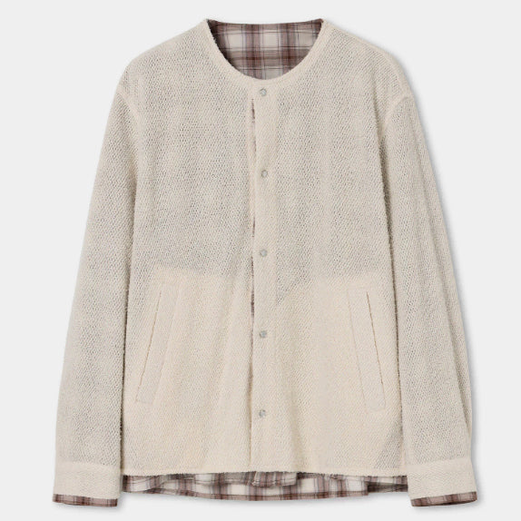 [BUNJANG] Solid Homme 26SS Reversible Tweed Shirt Jacket Ivory / [52] 솔리드옴므 26SS 리버시블 트위드 셔츠 자켓 아이보리