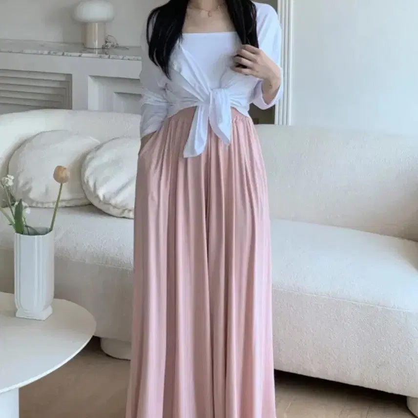 [BUNJANG] Flflabel SS Dajeong Flowy Wide Training Pants Pink / 새상품 flfl라벨003.s/s다정 찰랑 와이드 트레이닝 팬츠 핑크