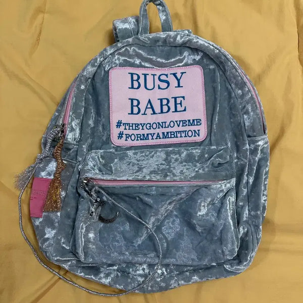 [BUNJANG] Entrev Busy Babe Velvet Backpack (Large) / 앙트레브 BUSY BABE 벨벳 백팩 큰사이즈