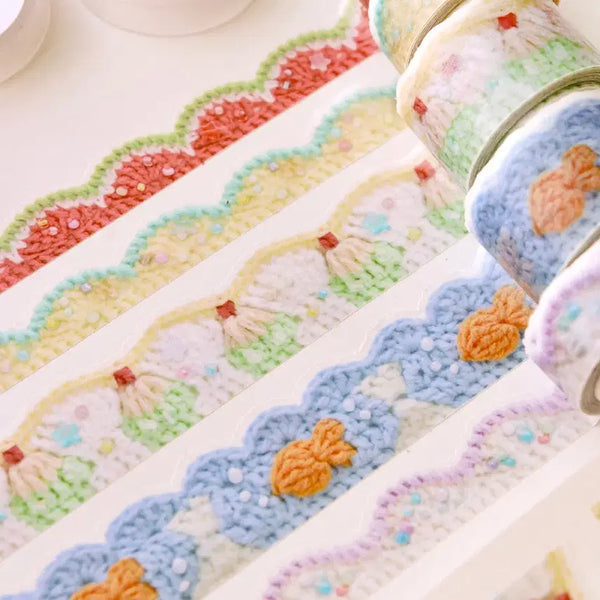 [BUNJANG] Ddu-ddu Store Beaded Knitting Washi Tape Set (5 Types) / 뚜뚜상점 비즈 뜨개 마테 5종 마테띵 다꾸 스티커 다이컷