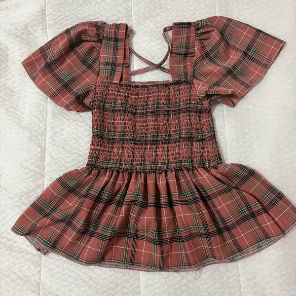 [BUNJANG] Check Puff Blouse / 체크 퍼프 블라우스