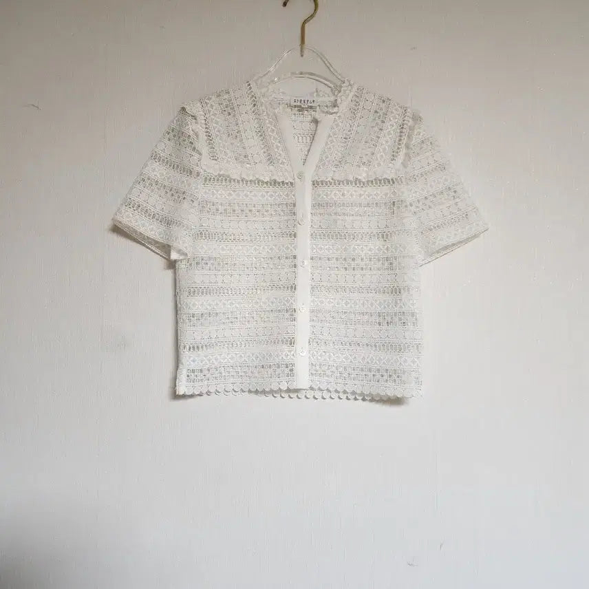 [BUNJANG] Claudie Pierlot 2021 Embroidered Lace Crop Summer Jacket / 끌로디피에로2021자수레이스 썸머 크롭자켓44반~55반/아이디룩