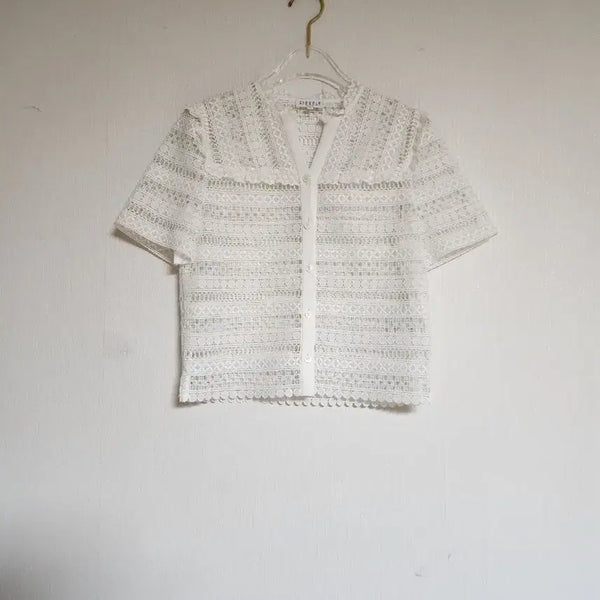 [BUNJANG] Claudie Pierlot 2021 Embroidered Lace Crop Summer Jacket / 끌로디피에로2021자수레이스 썸머 크롭자켓44반~55반/아이디룩