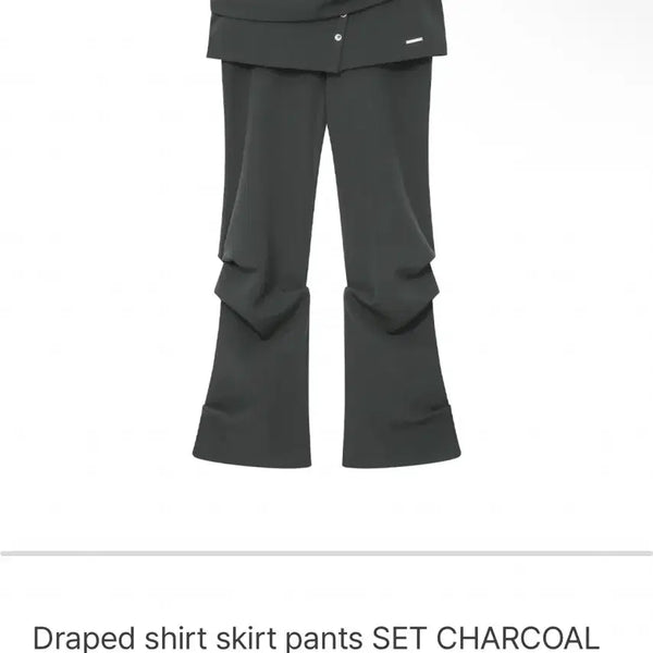 [BUNJANG] MISEKI SEOUL Draped Shirt Skirt Pants Set Charcoal / 미세키서울 Draped shirt skirt pants SET  챠콜