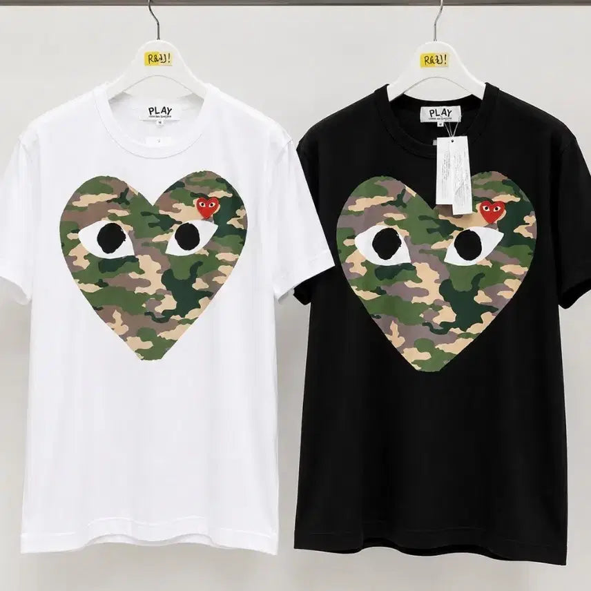 [BUNJANG] Comme des Garçons PLAY Camo Heart T-Shirt White/Black / 꼼데가르송 플레이 카모하트 반팔티 화이트/블랙