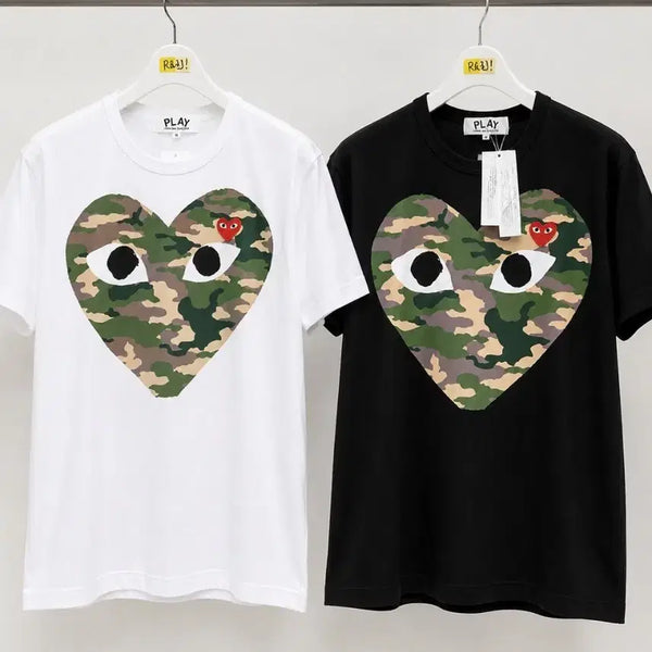 [BUNJANG] Comme des Garçons PLAY Camo Heart T-Shirt White/Black / 꼼데가르송 플레이 카모하트 반팔티 화이트/블랙
