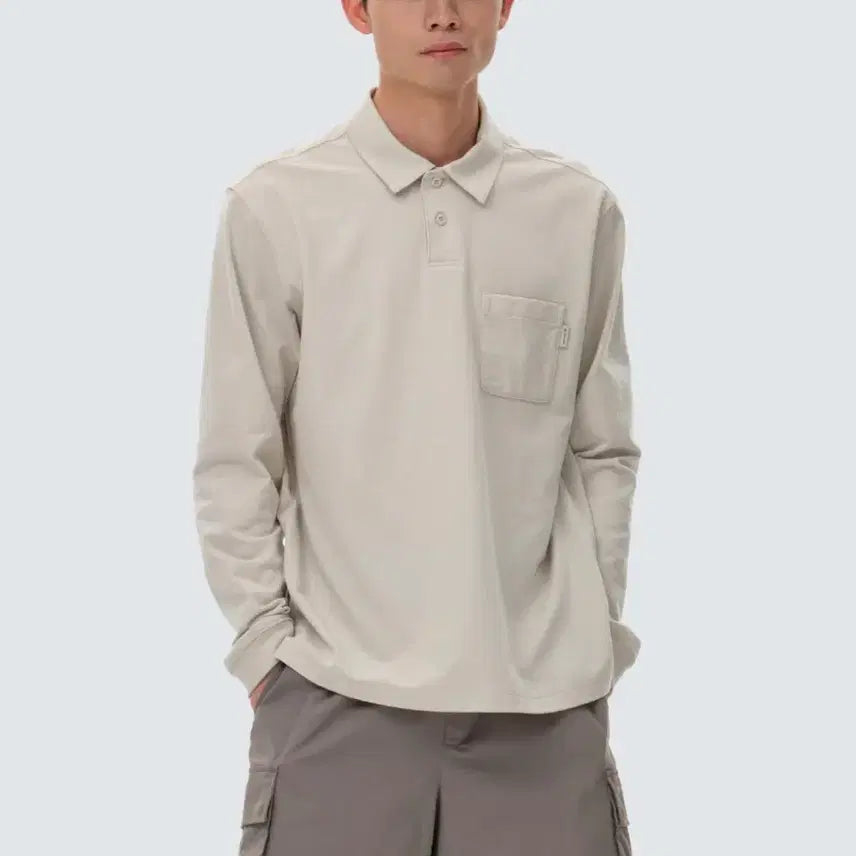 [BUNJANG] Snow Peak Long Sleeve Polo Shirt / (L)스노우피크 포켓 긴팔 카라티