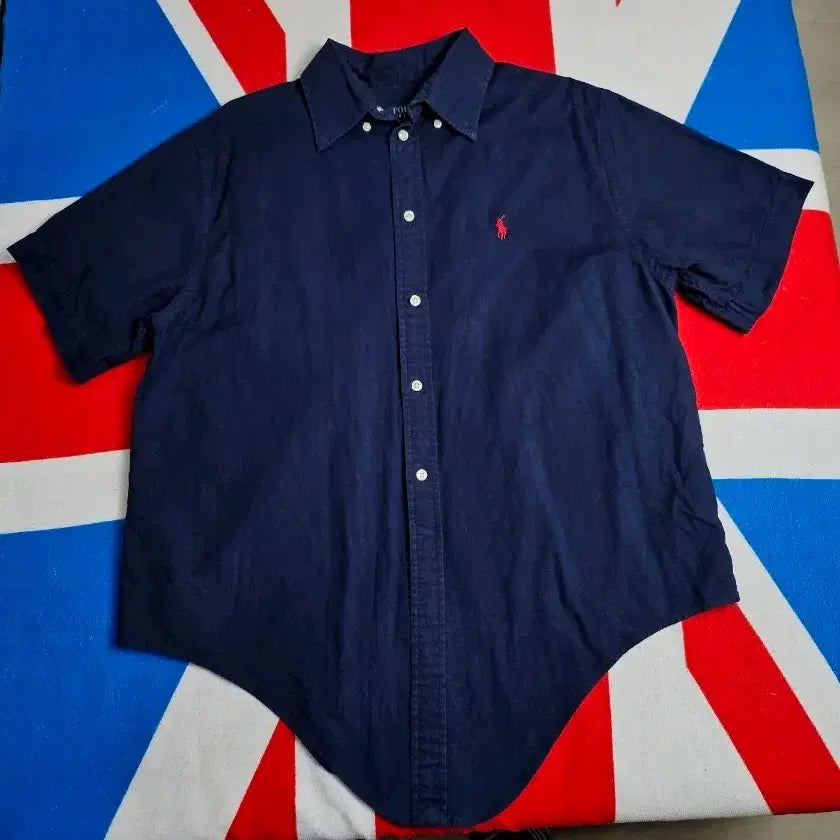 [BUNJANG] Polo Ralph Lauren Women's QR Navy Short Sleeve Shirt M / 무배)폴로 랄프로렌 여성 QR 네이비 반팔 셔츠 M