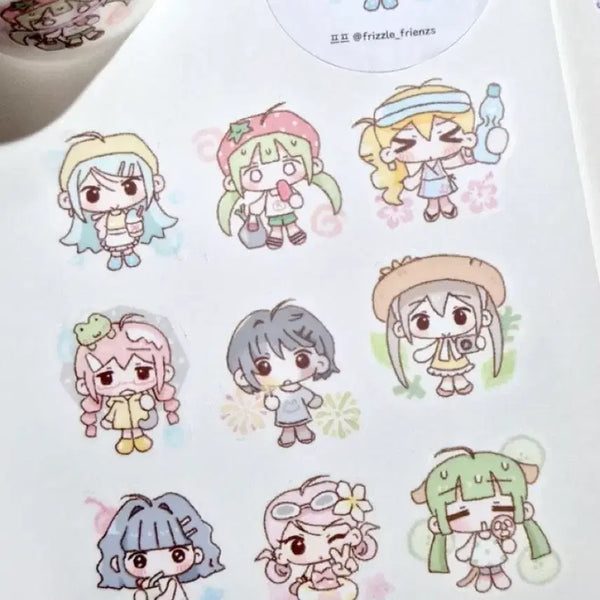 [BUNJANG] PP Summer Record Kiss Cut Deco Sticker Set / 프프 여름기록 키스컷 마테띵 다꾸 스티커