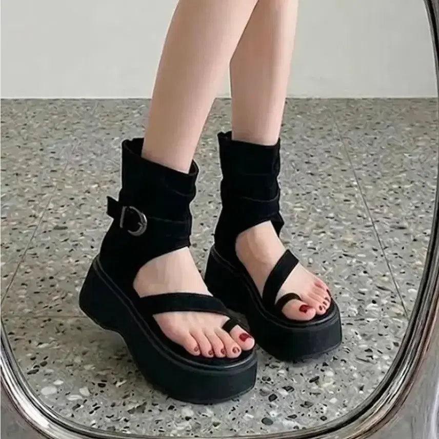 [BUNJANG] Platform Suede Sandals (38 / 240-245) / 통굽 샌들 새상품