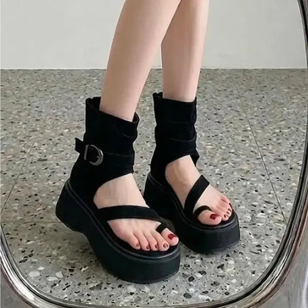 [BUNJANG] Platform Suede Sandals (38 / 240-245) / 통굽 샌들 새상품