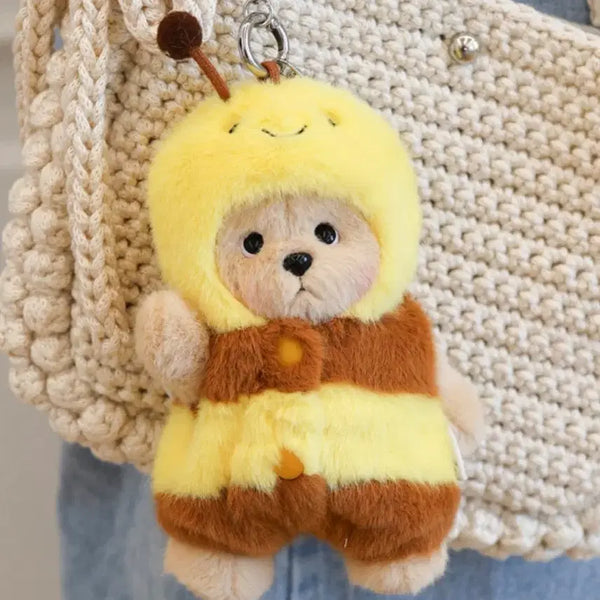 [BUNJANG] Teddy Tales Lena Bear XS Keychain (Bee & Peach Flower) / 테디테일즈 레나베어 XS키링 (꿀벌&피치플라워)