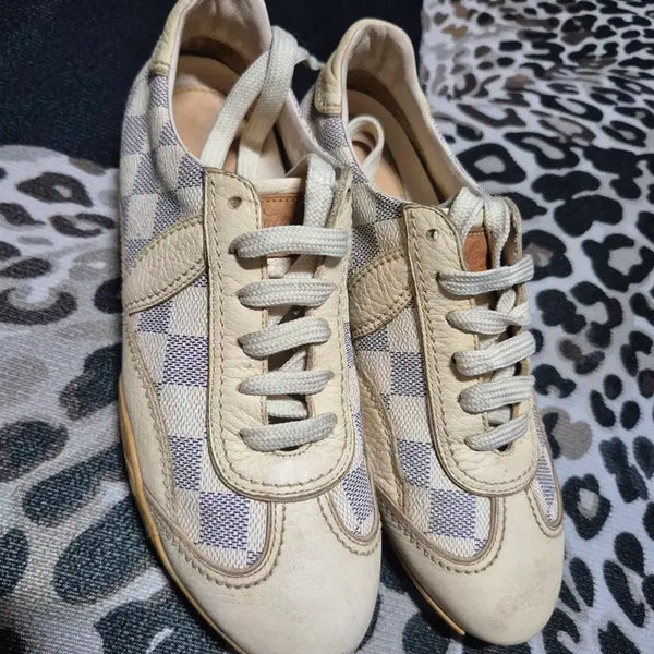[BUNJANG] Louis Vuitton Damier Azur Leather Sneakers Size 36 / 루이비통 다미에 아주르 레더 스니커즈 235 정품