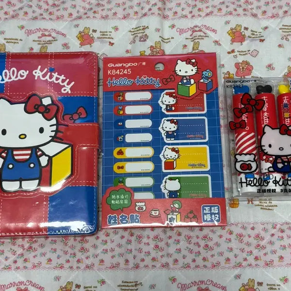 [BUNJANG] Hello Kitty Diary Name Sticker Fluorescent Pen Set / 헬로키티 다이어리 네임스티커 형광펜 세트