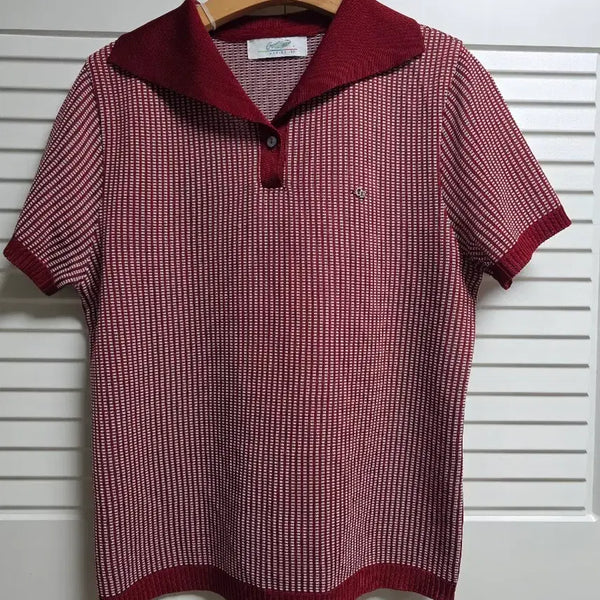 [BUNJANG] Crocodile Classic Micro Check Short Sleeve Knit (Size 95) / [크로커다일] 클래식 잔체크 카라 반팔 니트 (95)