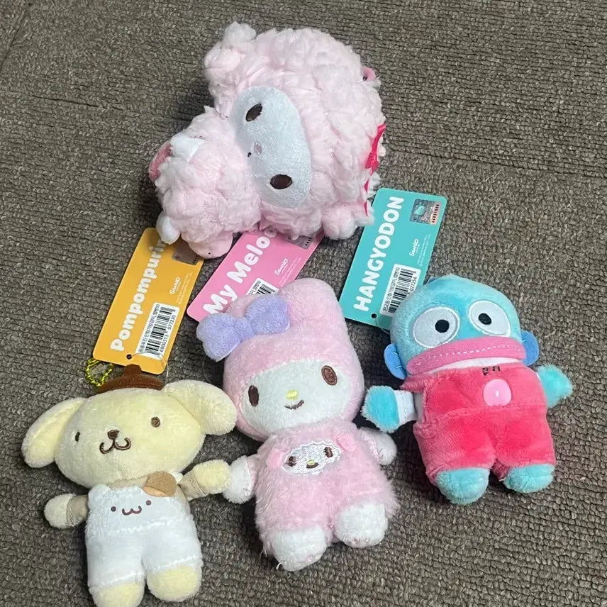 [BUNJANG] Sanrio My Melody, Hangyodon, Pompompurin Plush Keychain Set + Bonus Item / [세트] 산리오 마이멜로디, 한교동, 폼폼푸린 인형 키링 + 서비스1개