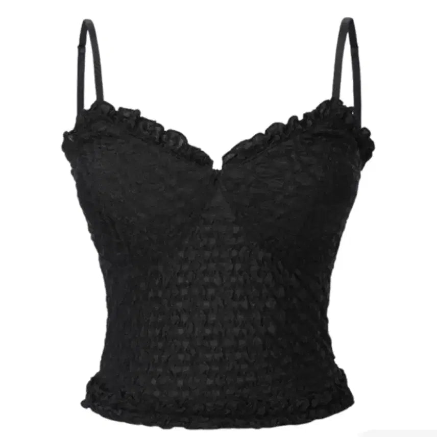 [BUNJANG] threetimes Blooming Camisole Black / 쓰리타임즈 threetimes 쓰탐 블루밍 캐미솔 블랙