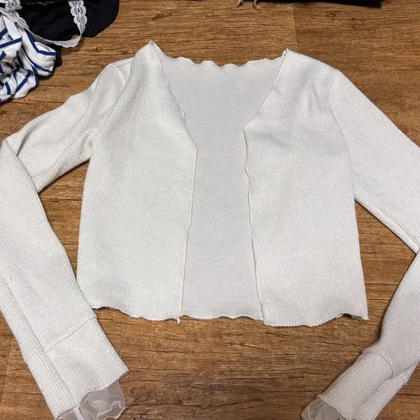 [BUNJANG] Shirring V-Neck Cardigan Jacket (Spring/Autumn) / 가디건 여자니트 셔링 데이트룩 4455사이즈 브이넥 자켓 봄가을자켓