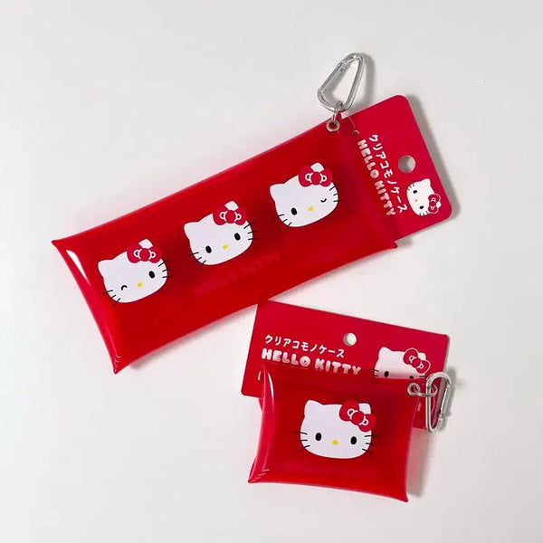 [BUNJANG] Hello Kitty Clear Pouch, Pencil Case, Card Holder with Carabiner and Keyring Bundle Set / 헬로키티 투명 파우치,필통,카드지갑 카라비너 클리어 키링 일괄