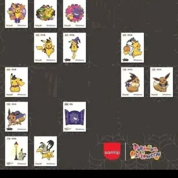 [BUNJANG] Pokemon Halloween Stick Seal Set / 포켓몬 띠부실 할로윈 띠부씰