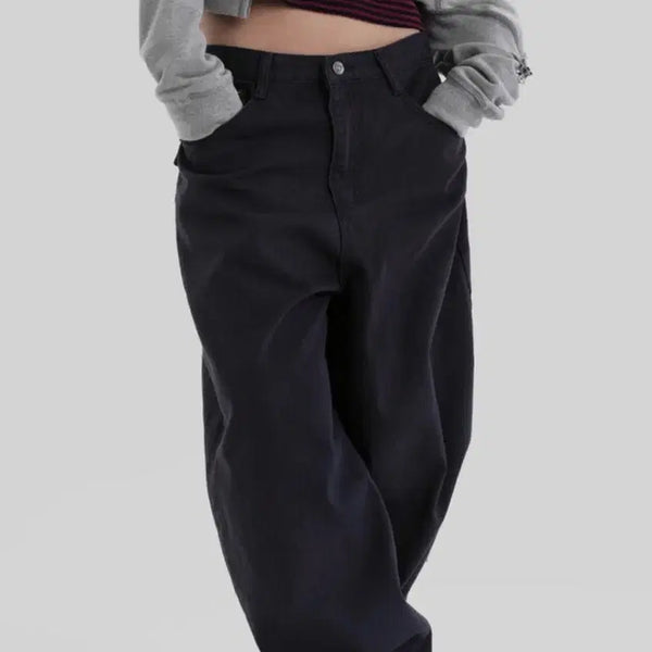 [BUNJANG] Autumn Work Curved Pants Navy M / 어텀 워크 커브드팬츠(네이비M)