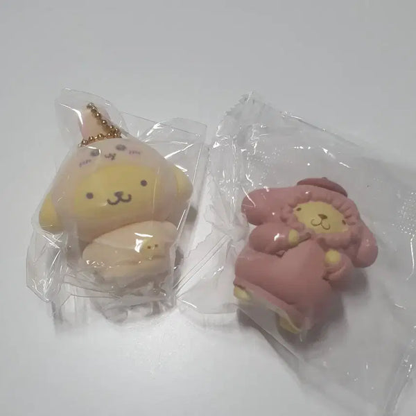 [BUNJANG] Sanrio x Chiikawa Collaboration Fluffy Figure & Sanrio Mugyuu Hood Figure - Pompompurin Bundle Set / 산리오X치이카와 콜라보 플로키 / 산리오 무규규 후드 가챠 폼폼푸린