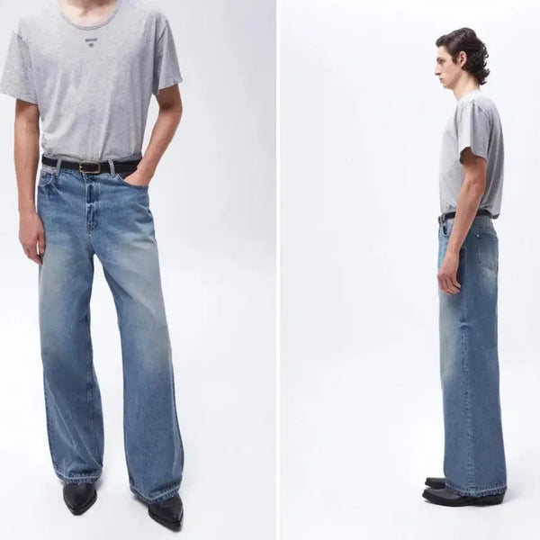 [BUNJANG] TAILLE WIDE-LEG CORE WASH DENIM PANTS MID B / 타일레 WIDE-LEG CORE WASH DENIM PANTS MID B