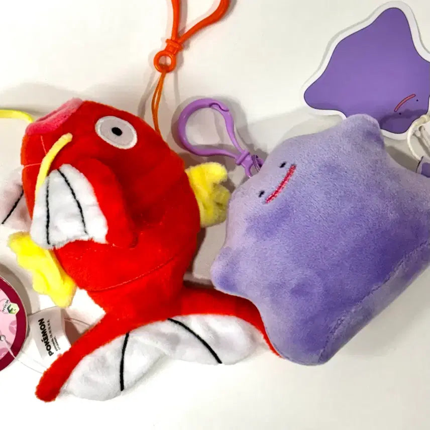 [BUNJANG] Pokemon Magikarp & Ditto Doll Keychain Set (Official, New) / 정품 포켓몬스터 잉어킹, 메타몽 인형 키링 세트 (새상품)