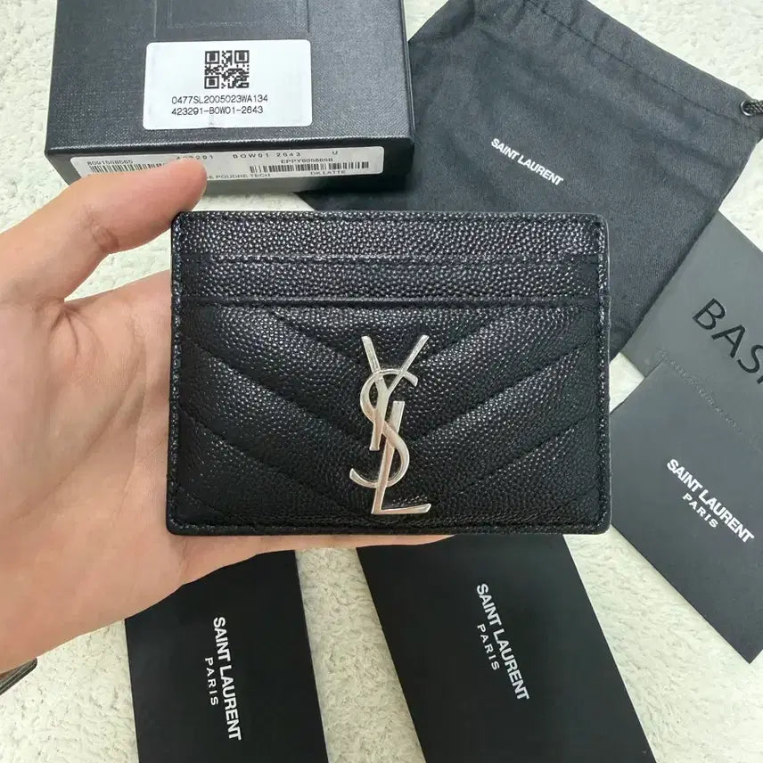 [BUNJANG] Saint Laurent Matelassé Card Wallet Silver Hardware / 입생로랑 마틀라세 카드지갑 은장 새상품급 풀구성