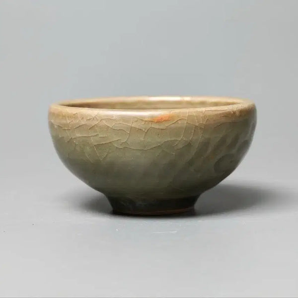 [BUNJANG] Late Ming Dynasty Celadon Porcelain, Lotus and Leaf Motif, Crackle Glaze Cup, Chinese Antique / [진품] 명대 말기 용천요 연화연엽문 빙렬유 잔 중국도자기 골동품