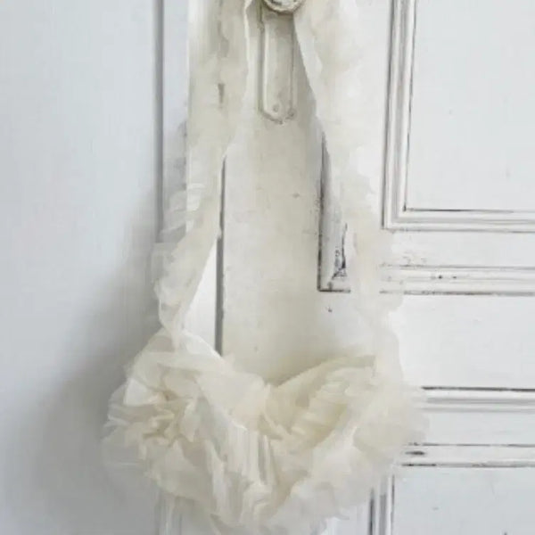 [BUNJANG] Adelio Chiffon Bold Bag Cream / 아델리오 쉬폰 볼드백 가방 크림 새상품