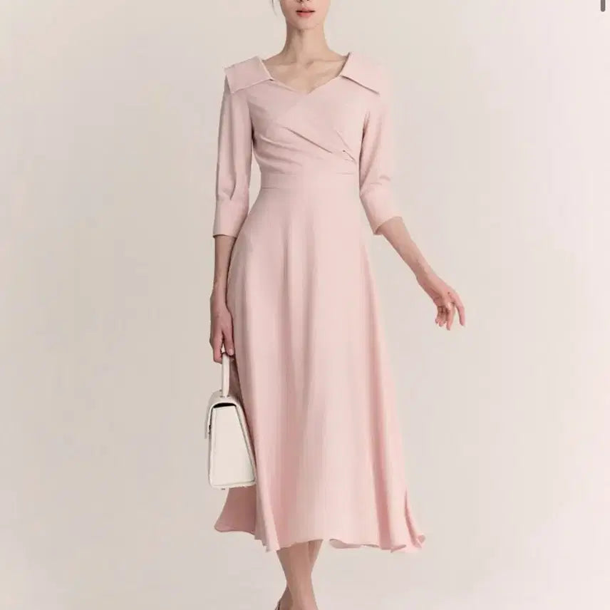[BUNJANG] Grace U Diamant Wrap Dress Pink / 그레이스유 디아망 원피스 핑크 랩 Diamant 하객룩 상견례