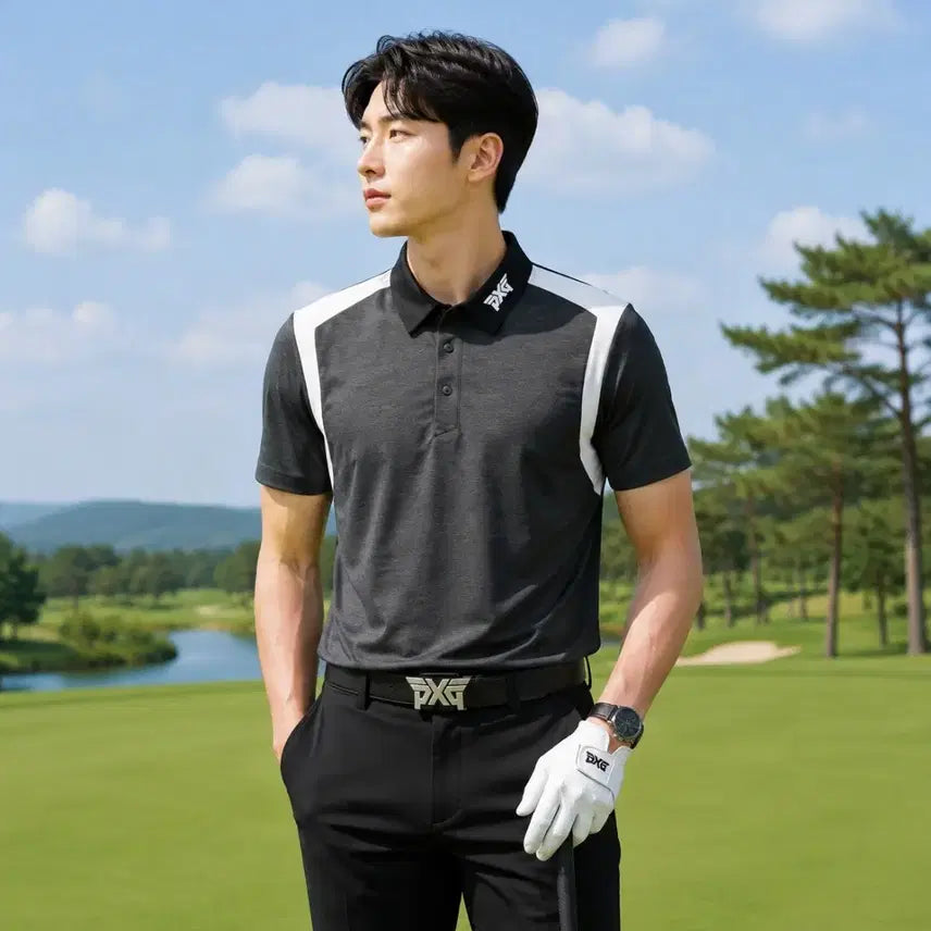 [BUNJANG] PXG Men's Charcoal Short Sleeve Golf Polo Shirt M / [국내정품]PXG 남성 카라 반팔 골프 티셔츠 차콜 M