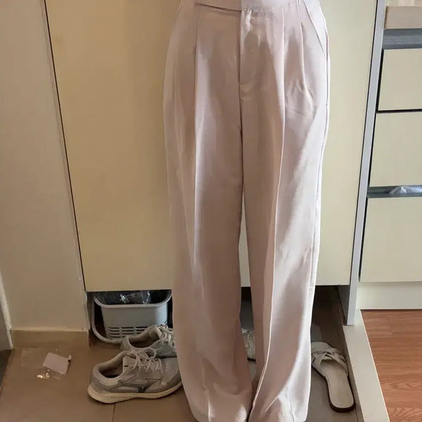 [BUNJANG] Mimood High-Waisted Two-Pleat Beige Long Slacks / 러브썸원 s 하이웨스트 투핀턱 베이지 롱 슬랙스 미무드 삐뽕언니 베니토